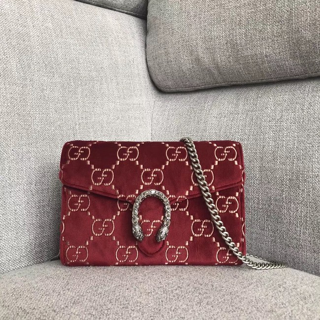 Gucci Dionysus GG velvet mini chain wallet 401231 red