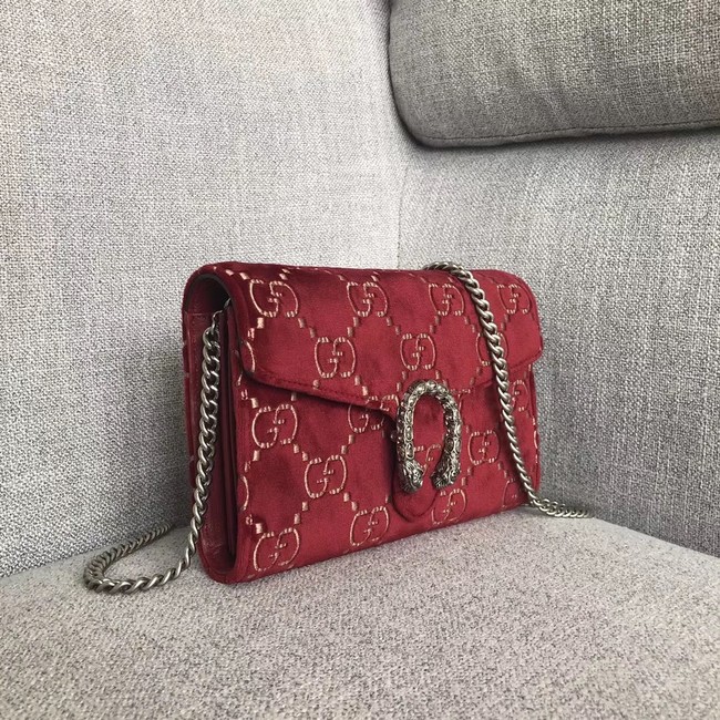 Gucci Dionysus GG velvet mini chain wallet 401231 red