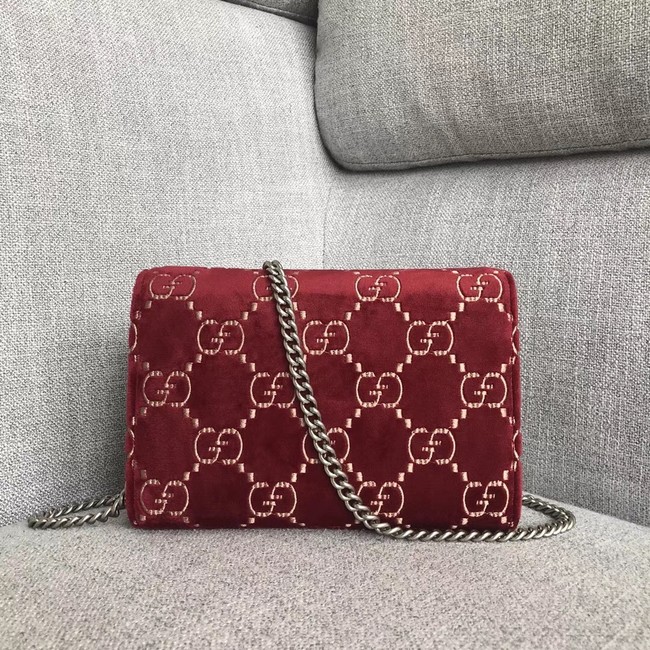 Gucci Dionysus GG velvet mini chain wallet 401231 red