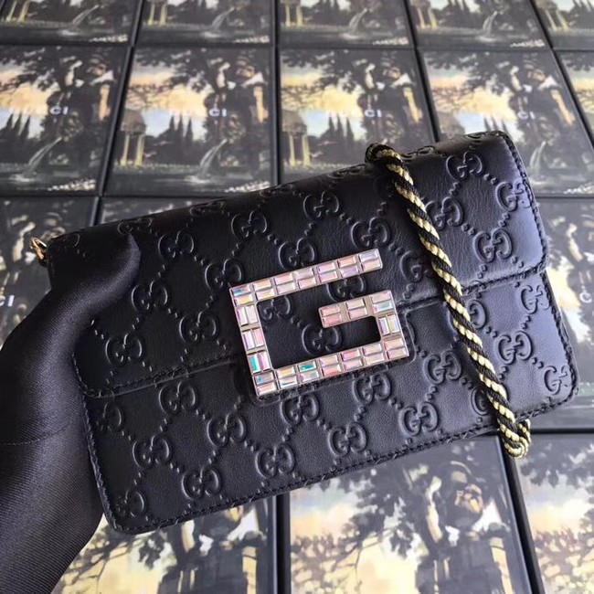 Gucci leather Shoulder bag with Square G 544242 black