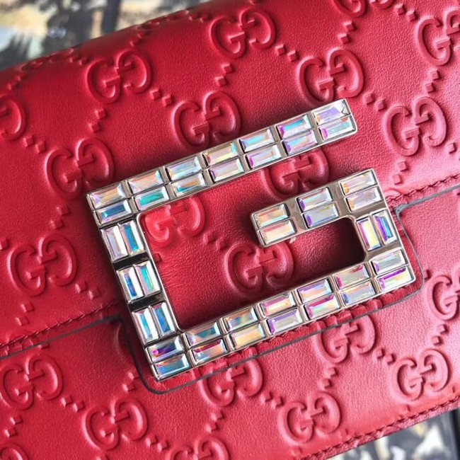 Gucci leather Shoulder bag with Square G 544242 red