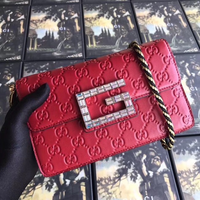 Gucci leather Shoulder bag with Square G 544242 red