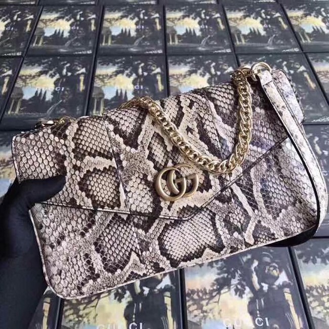 Gucci Medium double Snake skin shoulder bag 524822 grey