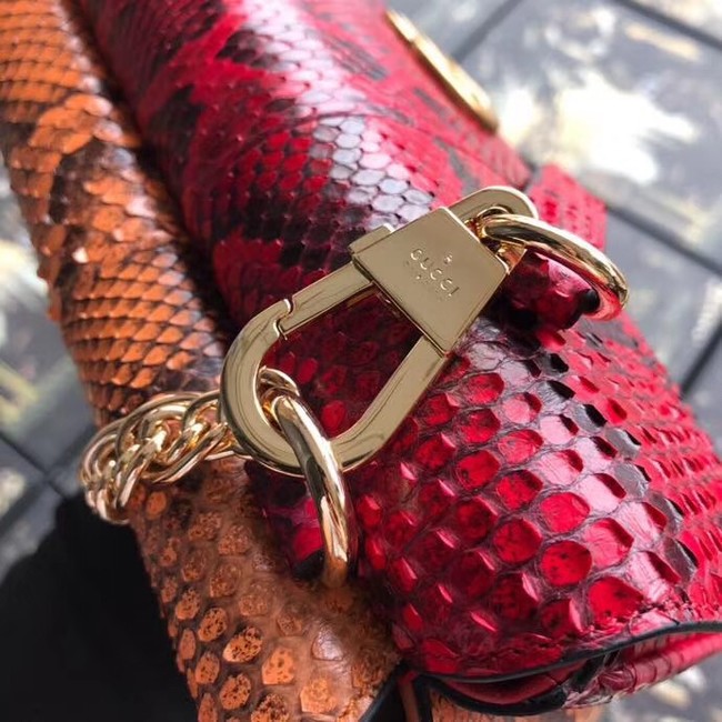 Gucci Medium double Snake skin shoulder bag 524822 orange