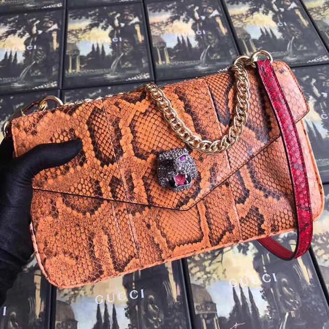 Gucci Medium double Snake skin shoulder bag 524822 orange