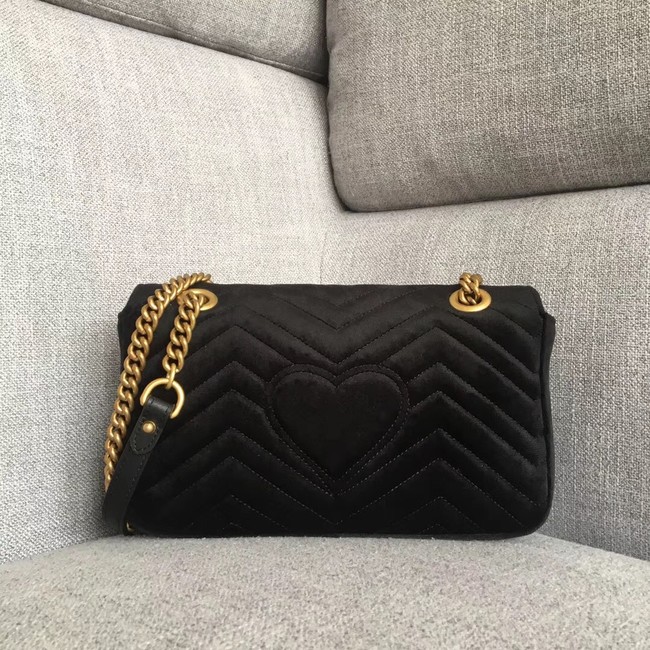 Gucci GG Marmont velvet small shoulder bag 443497B black