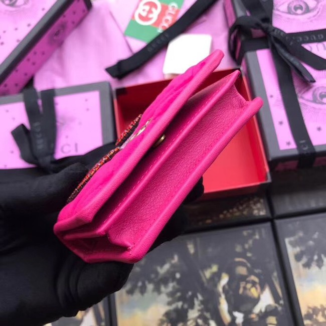 Gucci GG velvet Marmont card case 466492 rose