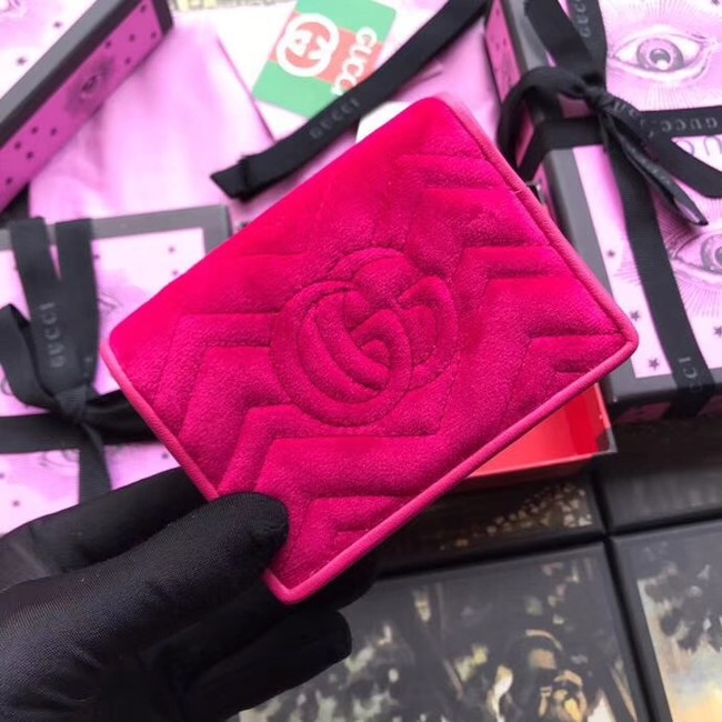 Gucci GG velvet Marmont card case 466492 rose