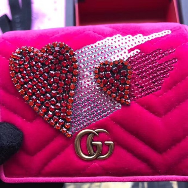 Gucci GG velvet Marmont card case 466492 rose