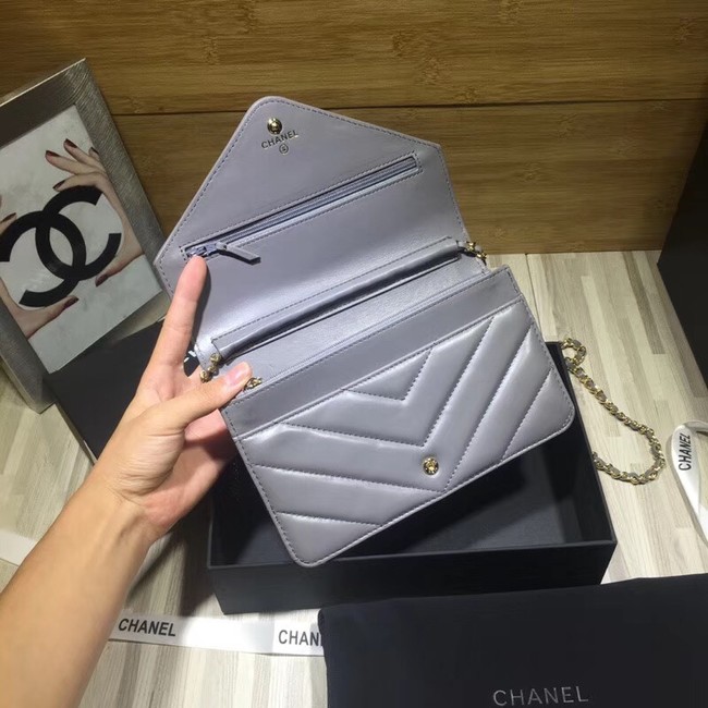 Chanel Original Lambskin & Gold-Tone Metal C33814 Gray