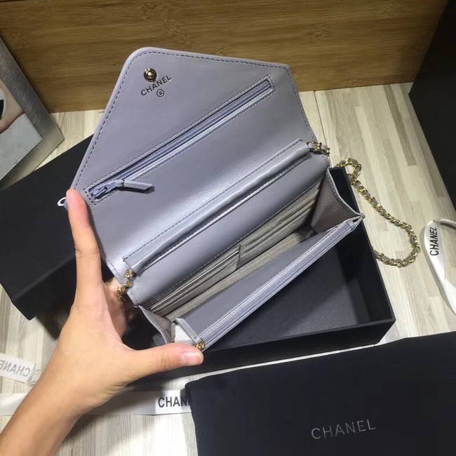 Chanel Original Lambskin & Gold-Tone Metal C33814 Gray