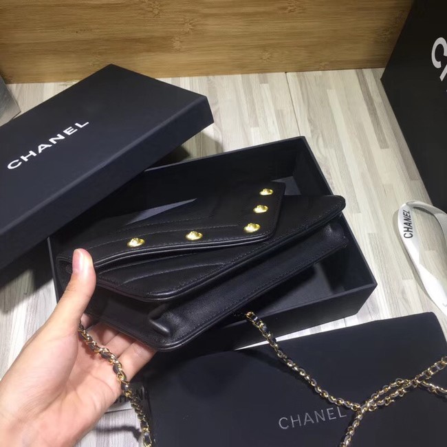 Chanel Original Lambskin & Gold-Tone Metal C33814 black