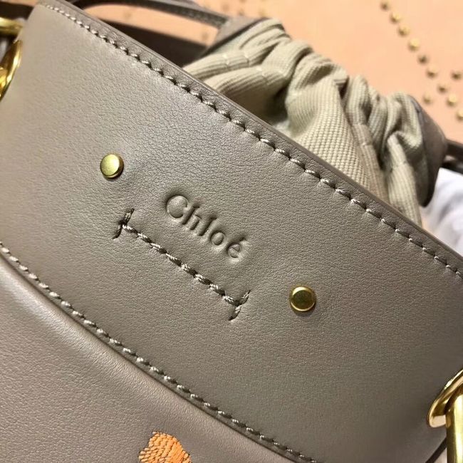 CHLOE Mini Roy leather bucket bag 3E128C grey