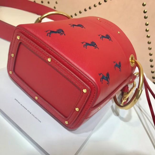 CHLOE Mini Roy leather bucket bag 3E128C red