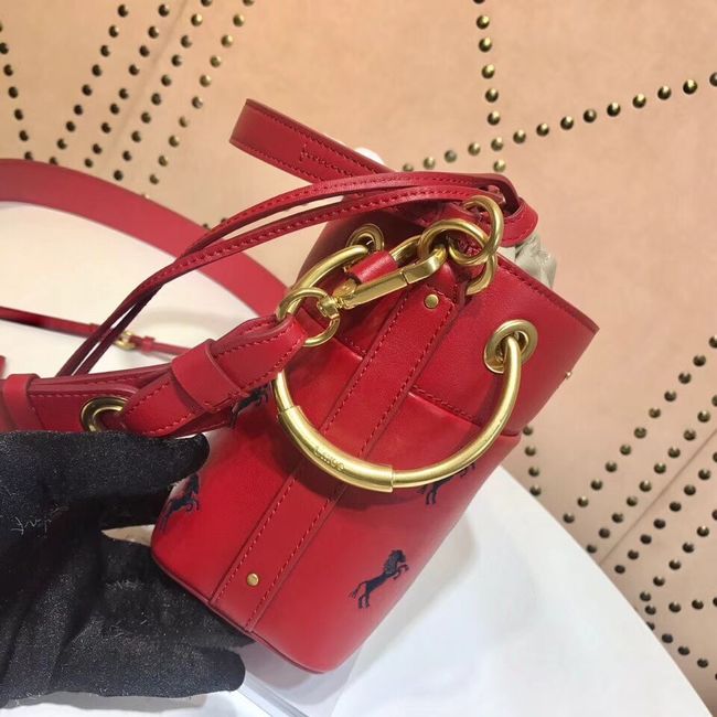 CHLOE Mini Roy leather bucket bag 3E128C red