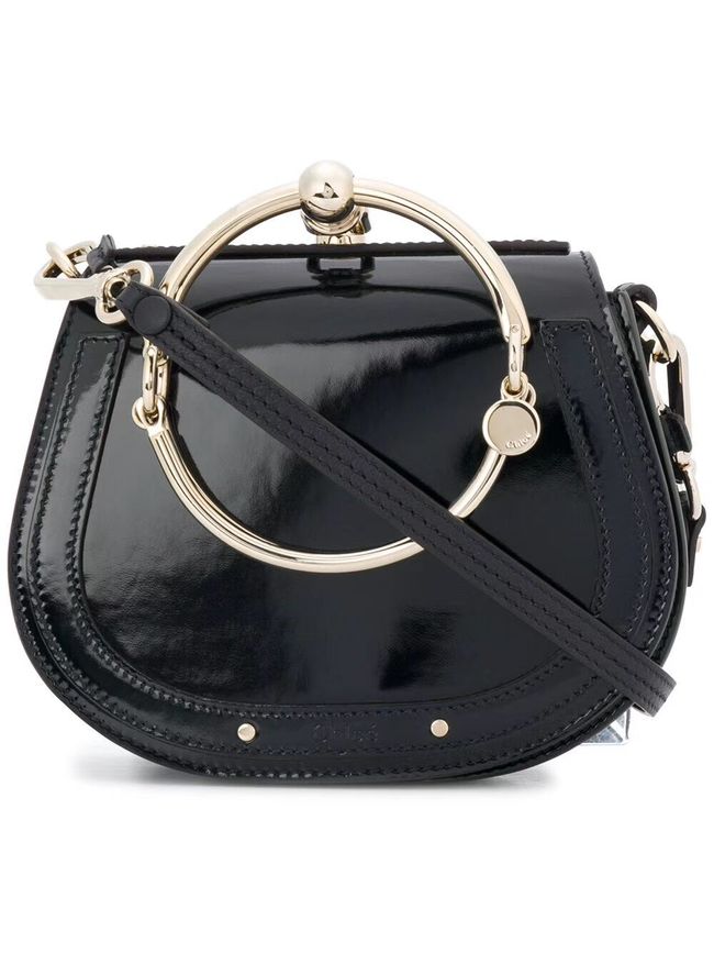 CHLOE Small Nile patent leather bracelet bag 3E1302 black