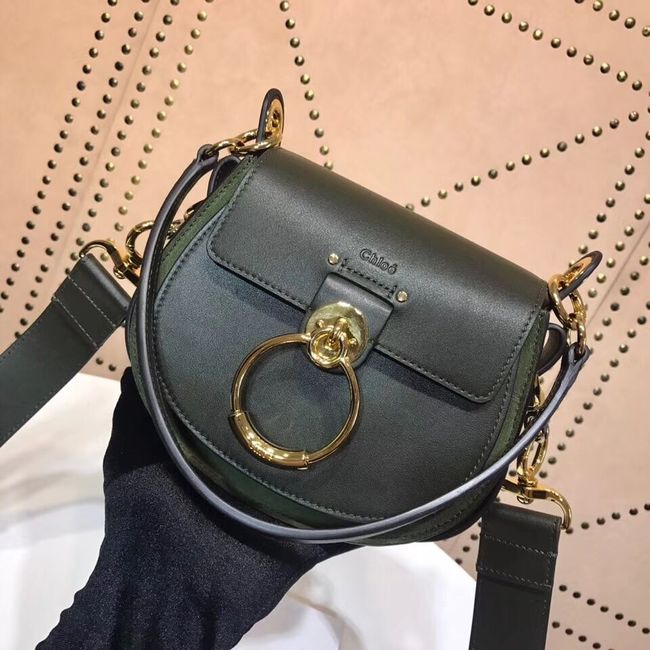 CHLOE Tess Small leather shoulder bag 3E153 Blackish green