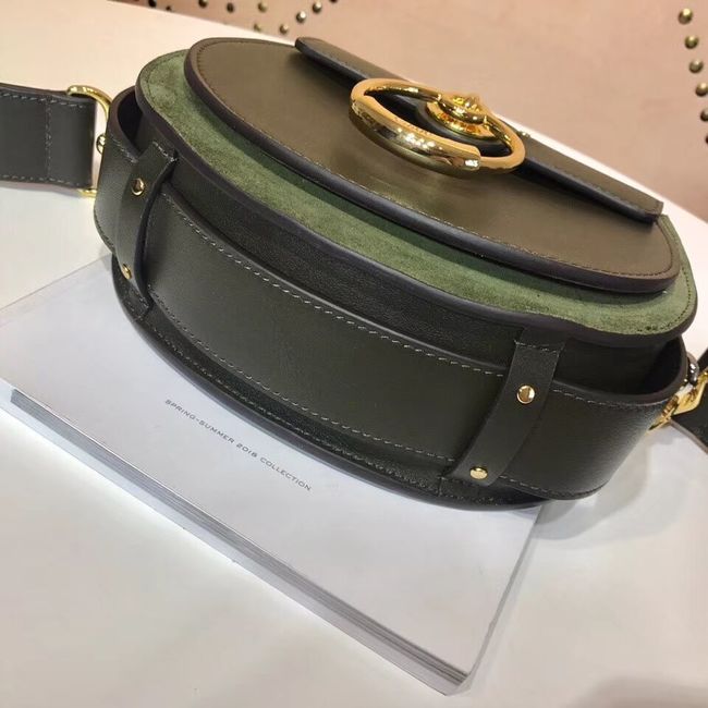 CHLOE Tess Small leather shoulder bag 3E153 Blackish green