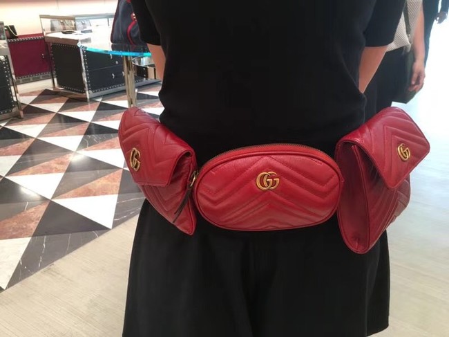 Gucci GG Marmont matelasse belt bag 524597 red