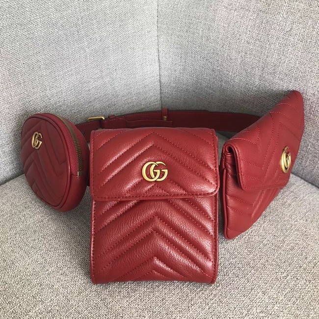 Gucci GG Marmont matelasse belt bag 524597 red