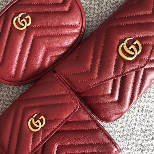 Gucci GG Marmont matelasse belt bag 524597 red