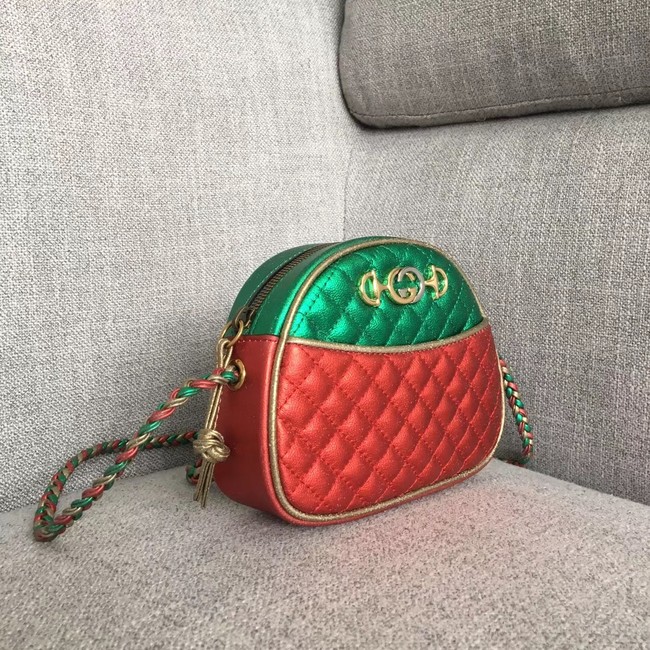 Gucci Laminated leather mini bag 534951 red&green