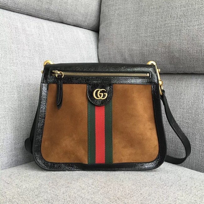 Gucci Velvet leather shoulder bag 523368 brown