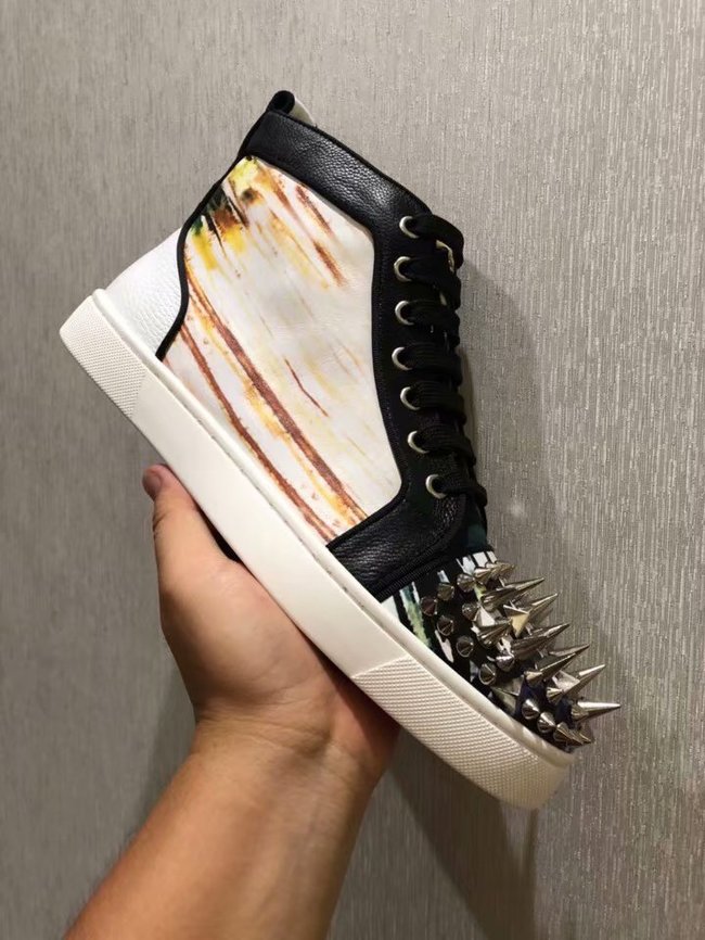 CHRISTIAN LOUBOUTIN Pik Boat glitter leather sneakers CL1042	