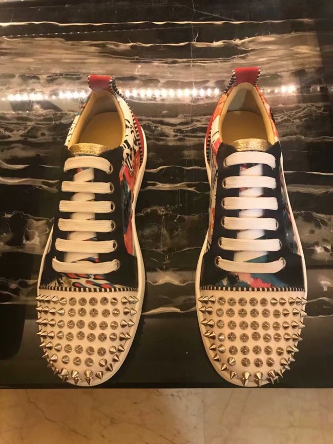 CHRISTIAN LOUBOUTIN Pik Boat glitter leather sneakers CL1047