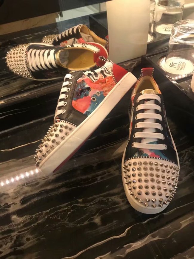 CHRISTIAN LOUBOUTIN Pik Boat glitter leather sneakers CL1047