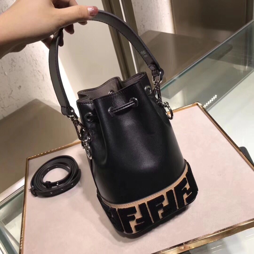 Fendi Calfskin Leather Flap TOTE Bag 3326 Black&Brown