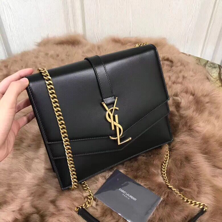 YSL Medium Sulpice Chain Bag In Burgundy Leather Y6253