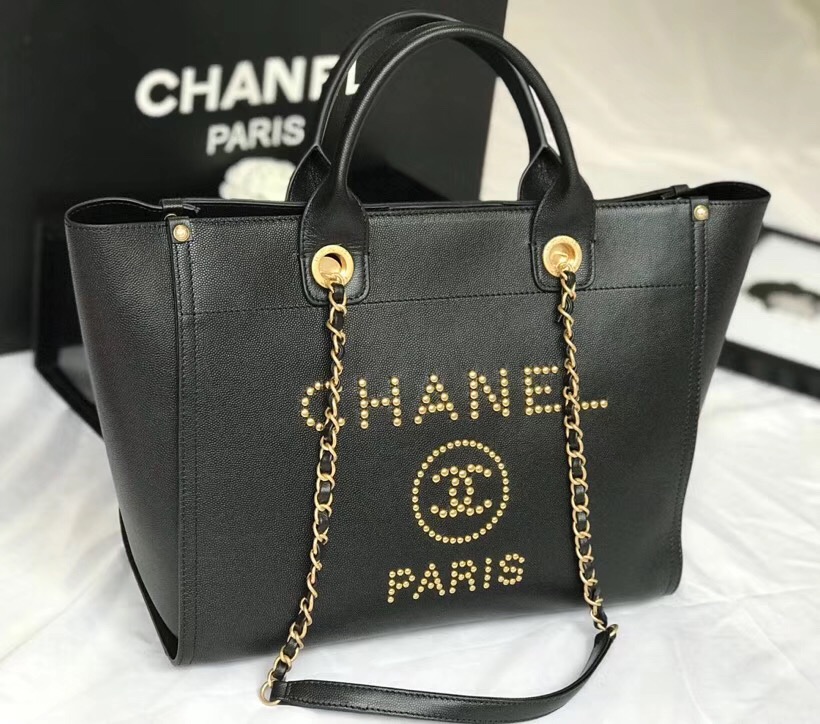 Chanel original Calfskin Leather Tote Bag 78901 black