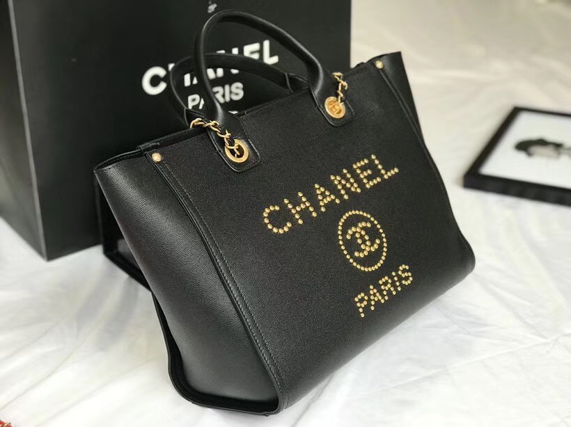 Chanel original Calfskin Leather Tote Bag 78901 black