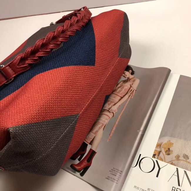 Chanel Medium Canvas Tote Shopping Bag 95105 Orange&blue&grey