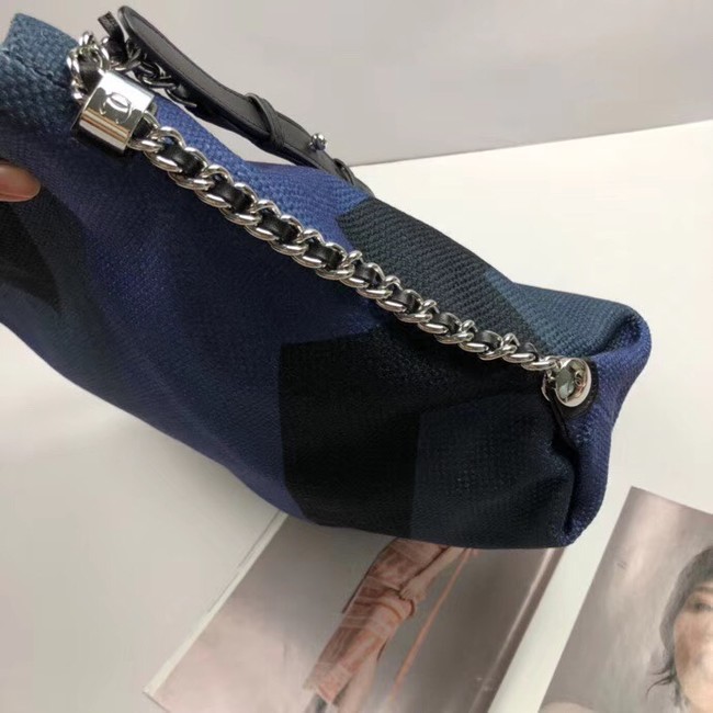 Chanel Medium Canvas Tote Shopping Bag 95105 blue&black