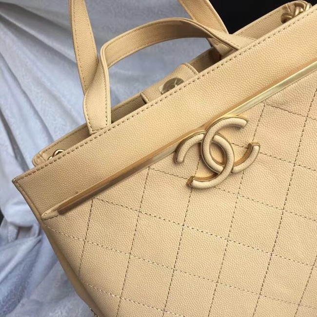 Chanel Small Shopping Bag Grained Calfskin & Gold-Tone Metal A57563 Beige