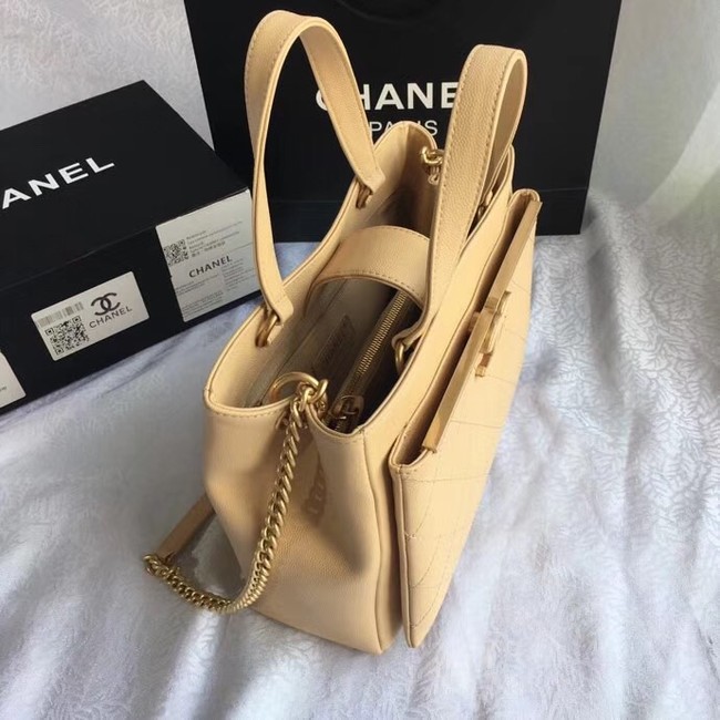 Chanel Small Shopping Bag Grained Calfskin & Gold-Tone Metal A57563 Beige