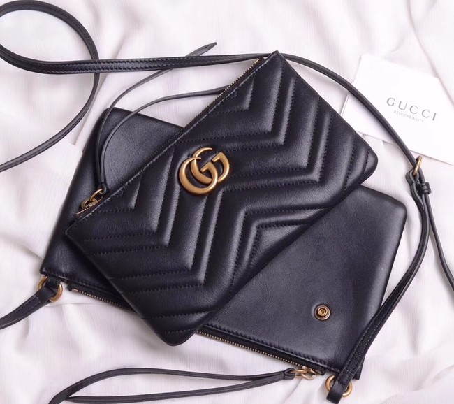 Gucci Laminated leather small shoulder bag 453878 black