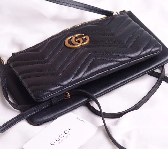 Gucci Laminated leather small shoulder bag 453878 black