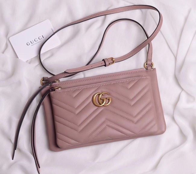 Gucci Laminated leather small shoulder bag 453878 pink