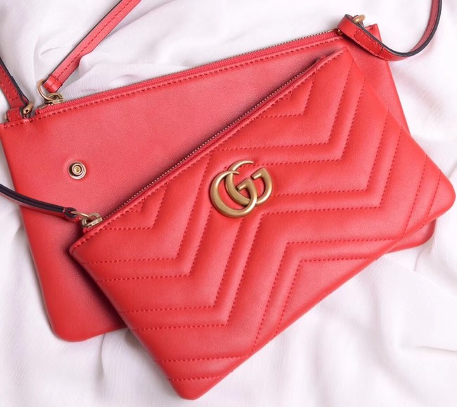 Gucci Laminated leather small shoulder bag 453878 red