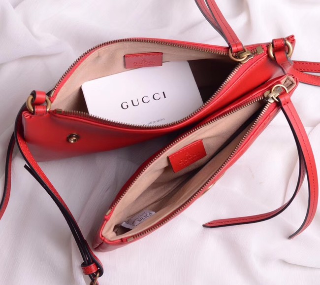 Gucci Laminated leather small shoulder bag 453878 red