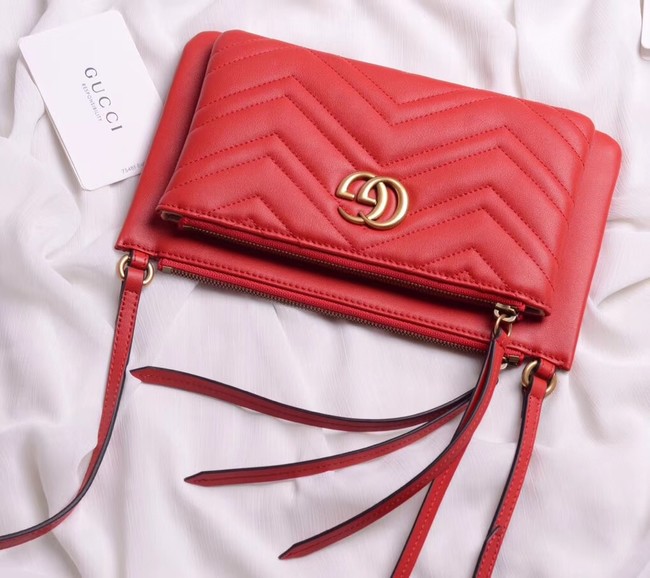 Gucci Laminated leather small shoulder bag 453878 red