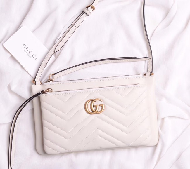 Gucci Laminated leather small shoulder bag 453878 white