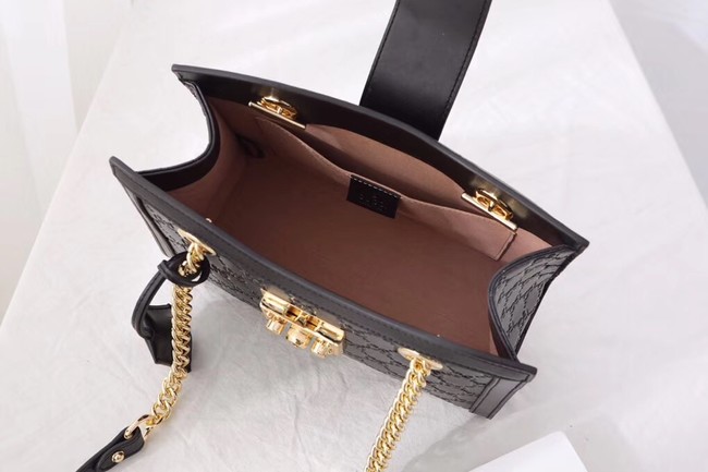 Gucci original leather Padlock shoulder bag 498156 black