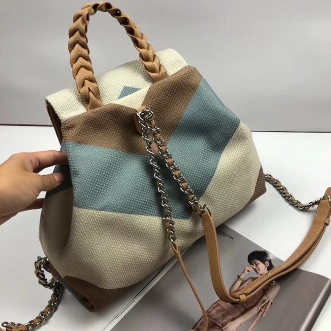 CHANEL Small Backpack 33659 Blue&brown&white