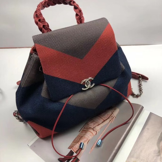 CHANEL Small Backpack 33659 Blue&orange&grey