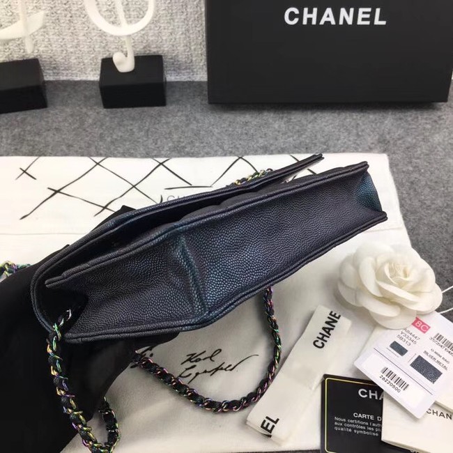 Chanel Classic Clutch with Chain Grained Calfskin & silver-Tone Metal A88447 green