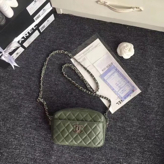 Chanel Classic Clutch with Chain Original Sheepskin 57746 green